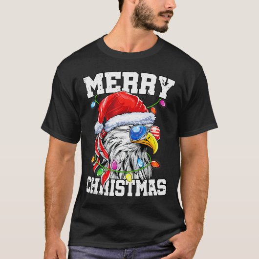 Merry Christmas Patriotic Usa Patriotic Santa Bald T-Shirt (Vorderseite)