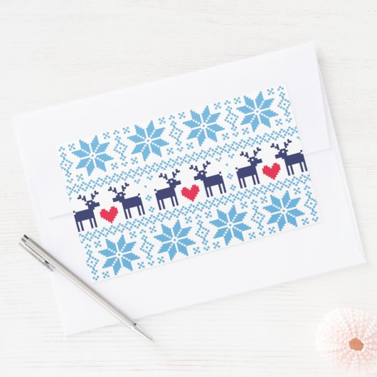 Merry Christmas pattern 2 Rechteckiger Aufkleber (Umschlag)