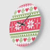 Merry Christmas pattern 3 Große Wanduhr (Winkel)