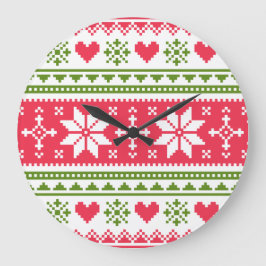 Merry Christmas pattern 3 Große Wanduhr