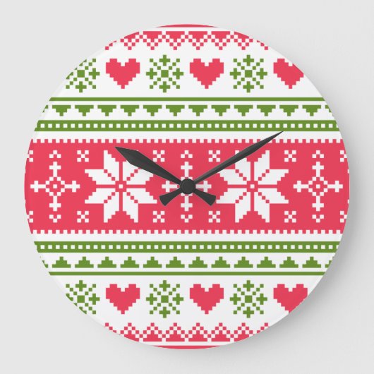 Merry Christmas pattern 3 Große Wanduhr (Vorderseite)