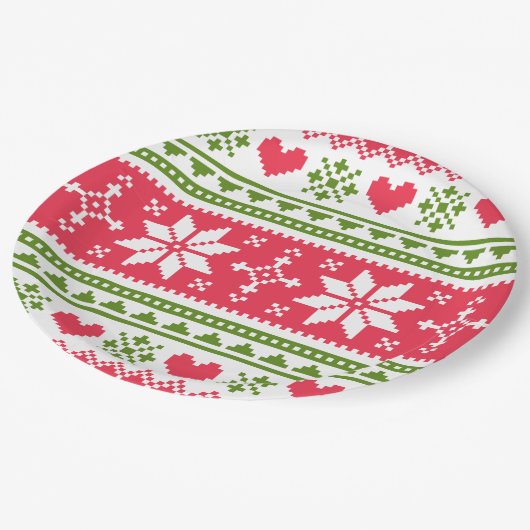 Merry Christmas pattern 3 Pappteller (Schrägansicht)