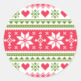 Merry Christmas pattern 3 Runder Aufkleber