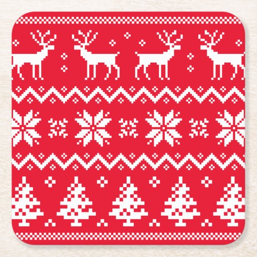 Merry Christmas pattern 4 Rechteckiger Pappuntersetzer (Vorderseite)