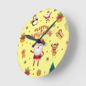 Merry Christmas Pattern Runde Wanduhr (Winkel)