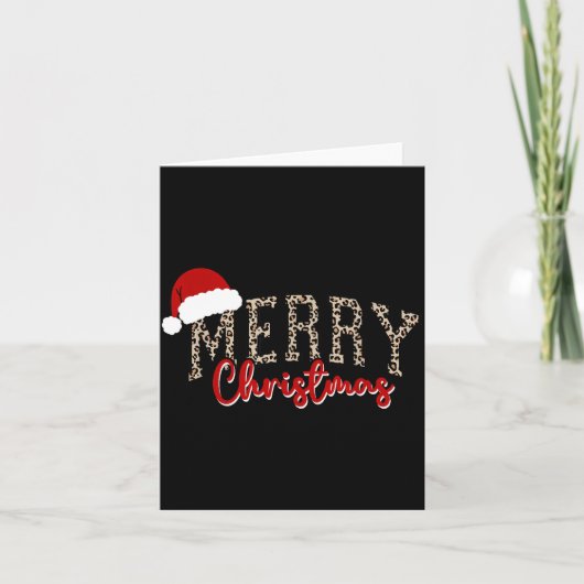 Merry Christmas Pattern Xmas Leopard Family Cute W Karte (Vorderseite)
