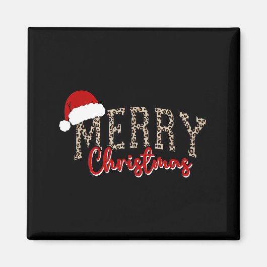 Merry Christmas Pattern Xmas Leopard Family Cute W Magnet (Vorne)