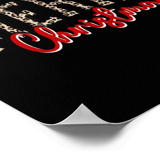 Merry Christmas Pattern Xmas Leopard Family Cute W Poster (Ecke)