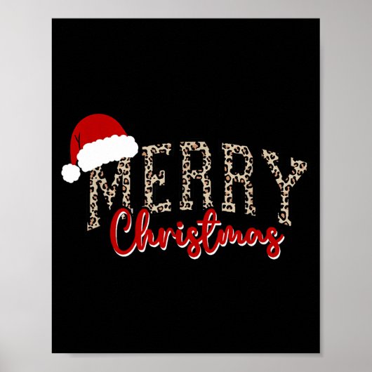 Merry Christmas Pattern Xmas Leopard Family Cute W Poster (Vorne)