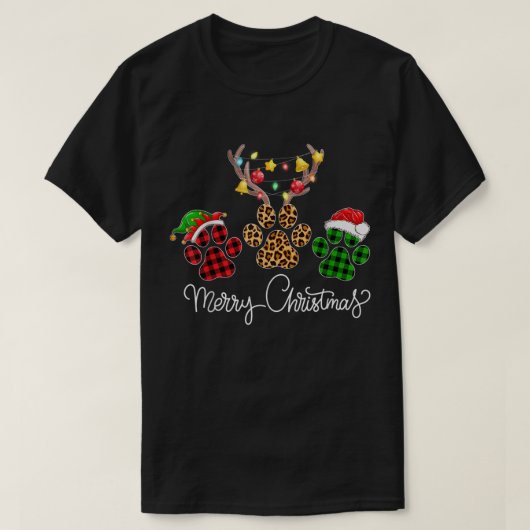 Merry Christmas Paw Prints Design T-Shirt (Design vorne)