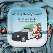 Merry Christmas PD Police Officer Santa Cop Car Pappteller
