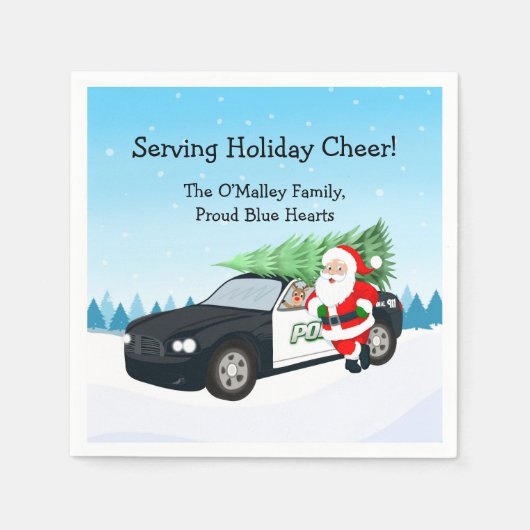 Merry Christmas PD Police Officer Santa Cop Car Serviette (Vorderseite)