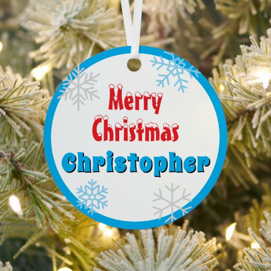 Merry Christmas Peace Snowflakes Name Ornament Aus Metall (InSitu)