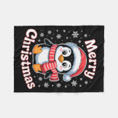 Merry Christmas Penguin Cute Santa Hat Snowflake H Fleecedecke (Vorderseite (Horizontal))