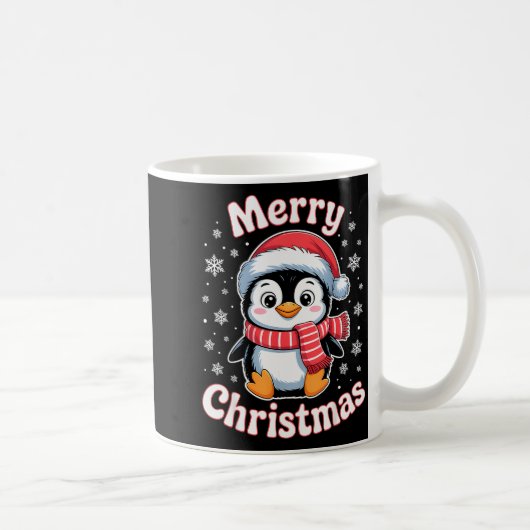 Merry Christmas Penguin Cute Santa Hat Snowflake H Kaffeetasse (Rechts)