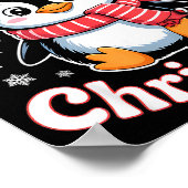 Merry Christmas Penguin Cute Santa Hat Snowflake H Poster (Ecke)