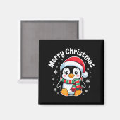 Merry Christmas Penguin Cute Santa Hat Winter Holi Magnet (Vorderseite/Rückseite)