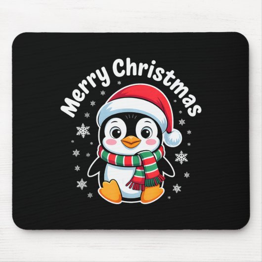 Merry Christmas Penguin Cute Santa Hat Winter Holi Mousepad (Vorne)