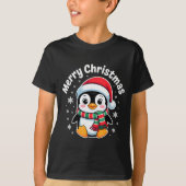Merry Christmas Penguin Cute Santa Hat Winter Holi T-Shirt (Vorderseite)