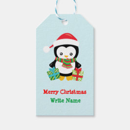 Merry Christmas Penguin Illustration Geschenkanhänger