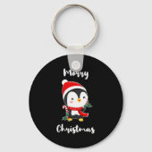 Merry Christmas Penguin  Schlüsselanhänger (Vorderseite)