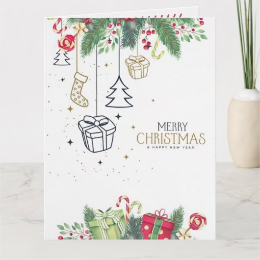 Merry Christmas Personalized Holiday Card Karte (Vorderseite)