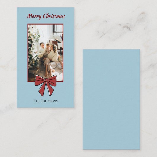 Merry Christmas Personalized Note Card | Red Bow Mitteilungskarte (Vorne/Hinten)