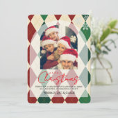 Merry Christmas Personalized Photo Card Einladung (Stehend Vorderseite)