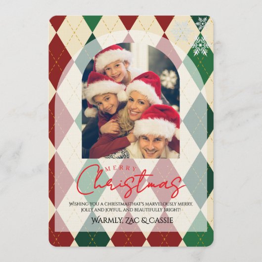 Merry Christmas Personalized Photo Card Einladung (Vorderseite)