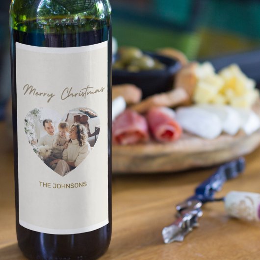Merry Christmas Personalized Photo Wine Labels Weinetikett