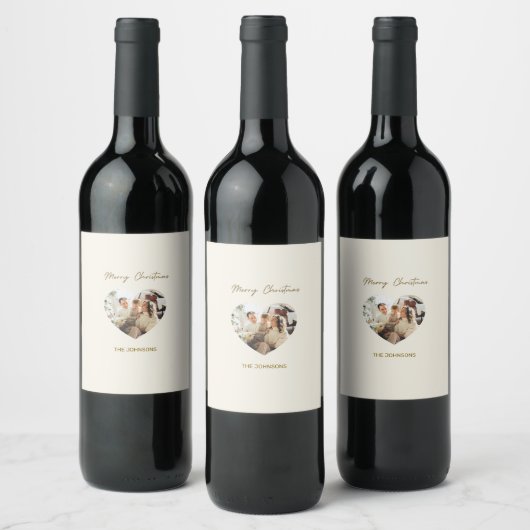 Merry Christmas Personalized Photo Wine Labels Weinetikett (Flaschen)