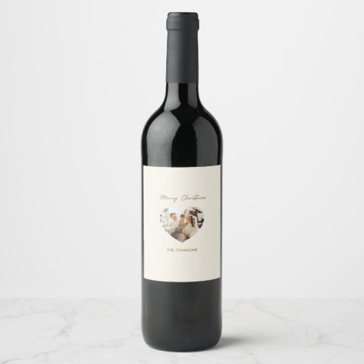 Merry Christmas Personalized Photo Wine Labels Weinetikett (Vorderseite)