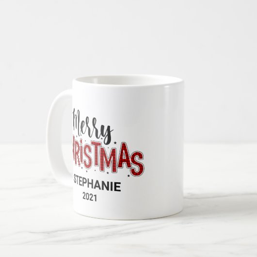 Merry Christmas Personalized Sublimation Kaffeetasse (Vorderseite Links)