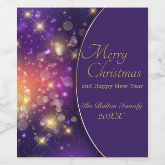 Merry Christmas Personalized Weinetikett (Einzelnes Label)