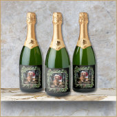 Merry Christmas Pet Photo Wreath Botanical Schaumweinetikett