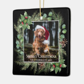 Merry Christmas Pet Photo Wreath Keramikornament (Links)