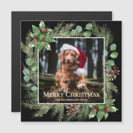 Merry Christmas Pet Photo Wreath Magnetic Card Magnetkarte