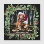 Merry Christmas Pet Photo Wreath Magnetic Card Magnetkarte (Vorderseite)