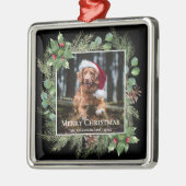 Merry Christmas Pet Photo Wreath Ornament Aus Metall (Links)