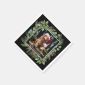 Merry Christmas Pet Photo Wreath  Serviette (Ecke)
