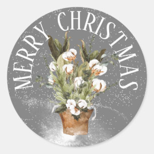 MERRY CHRISTMAS Pflanze Runder Aufkleber