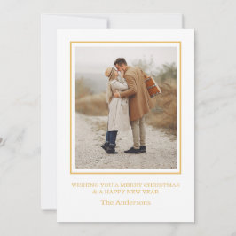 Merry Christmas Photo Collage Gold Holiday Card Einladung