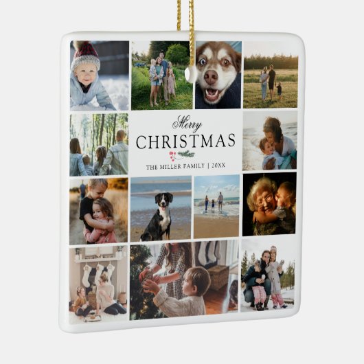 Merry Christmas Photo Collage Keramikornament (Rechts)