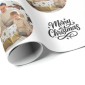 Merry Christmas Photo Collage Personalized Geschenkpapier (Rolleneckpunkt)