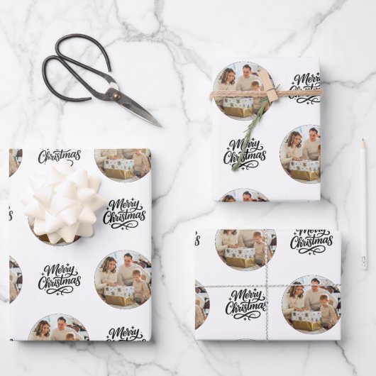 Merry Christmas Photo Collage Personalized Geschenkpapier Set (Vorderseite)