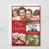 Merry Christmas Photo Collage Red Feiertagskarte (Vorderseite)