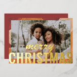 Merry Christmas Photo Modern Abstract Watercolor Folien Feiertagskarte<br><div class="desc">Merry Christmas Photo Modern Abstract Watercolor Gold Foil Christmas Cards features your favorite photo on a modern abstract watercolor background with a "Merry Christmas" gold foil calligraphy script overlay. Personalize by editing the text on the reverse. Designed by ©Evco Studio www.zazzle.com/store/evcostudio</div>