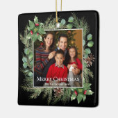 Merry Christmas Photo Wreath Botanical Keramikornament (Links)