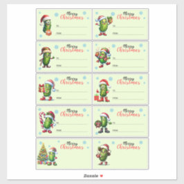 Merry Christmas Pickle Gift Tag Sticker Sheet