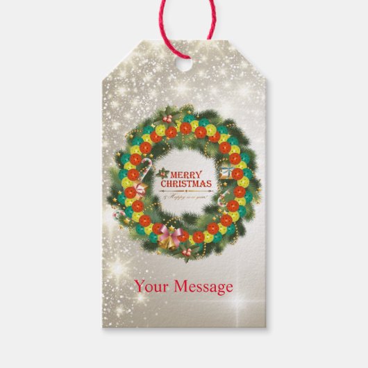 Merry Christmas Pickleball 1 Optionen Geschenktast Geschenkanhänger (Vorderseite)